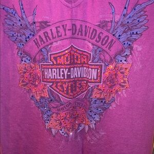 Harley-Davidson Pink and Purple Short Sleeve Tee